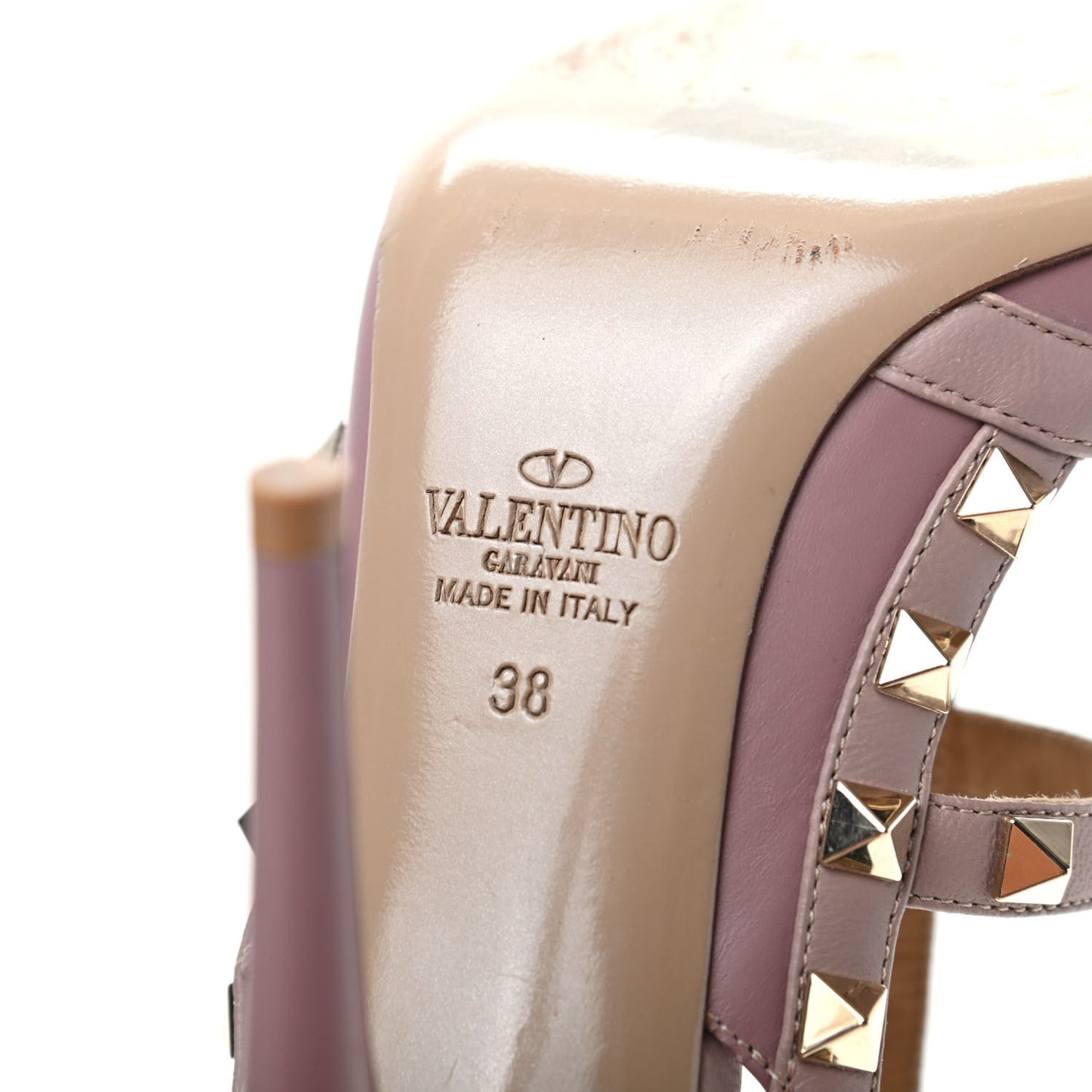 Nappa Rockstud Ankle Strap Pumps 38 Dark Mauve Poudre