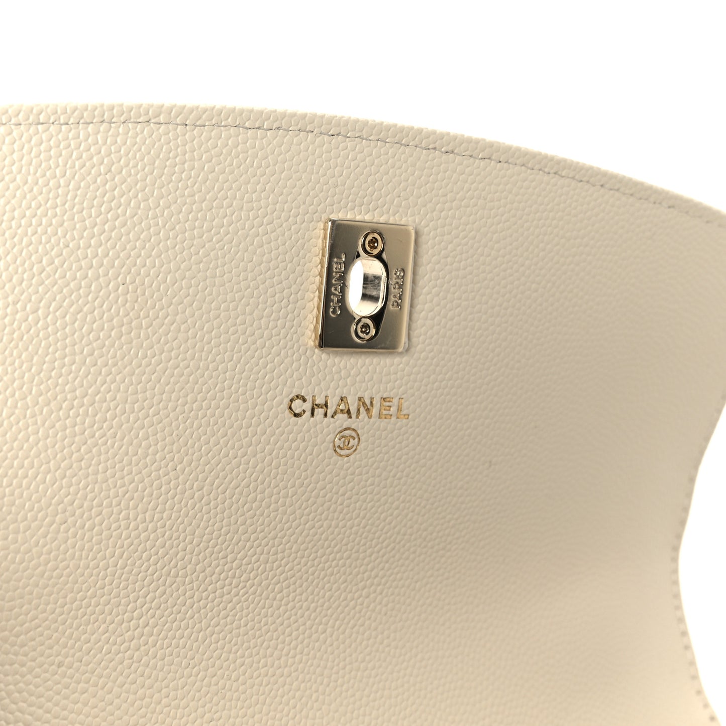 Caviar Quilted Trendy Handle Clutch With Chain Ecru