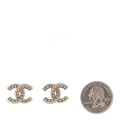 Chanel Crystal Timeless CC Earrings Light Gold 2 of 5