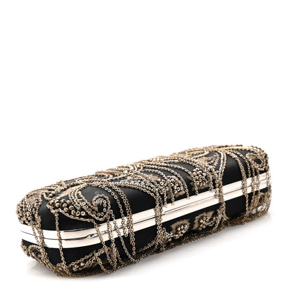 Alexander McQueen Silk Chain Skull Knuckle Box Clutch Black 4 of 12