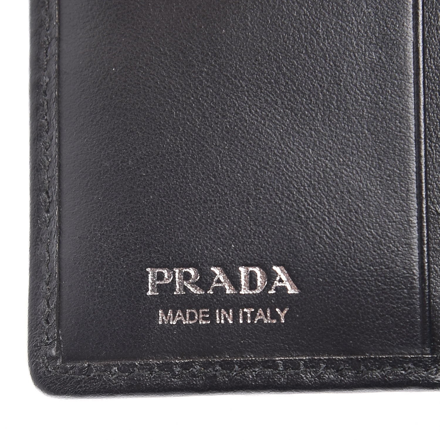 Prada Soft Calfskin Impunture Diagramme Wallet Black 6 of 7