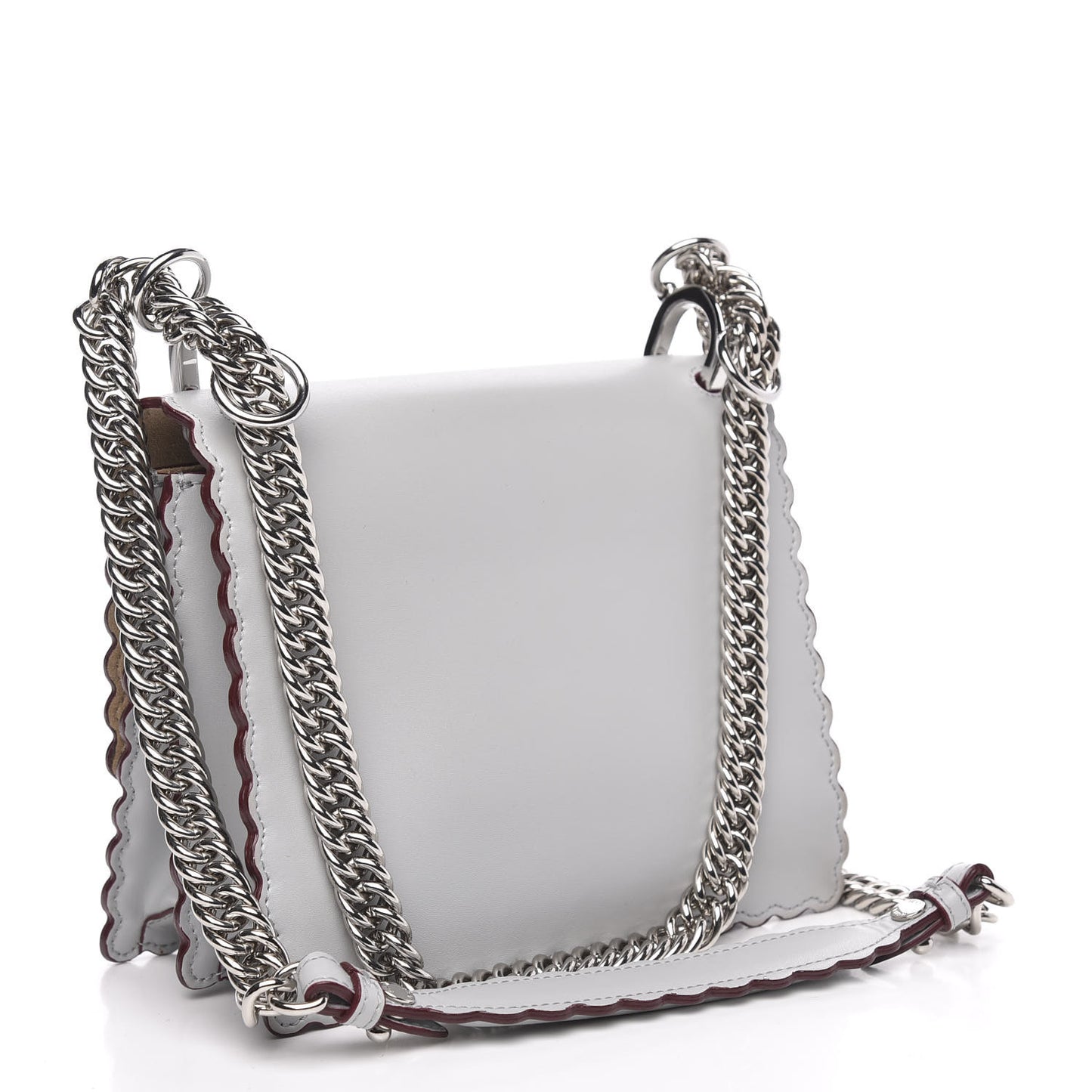 Vitello Liberty Scalloped Studded Small Kan I Shoulder Bag Grigio Perla