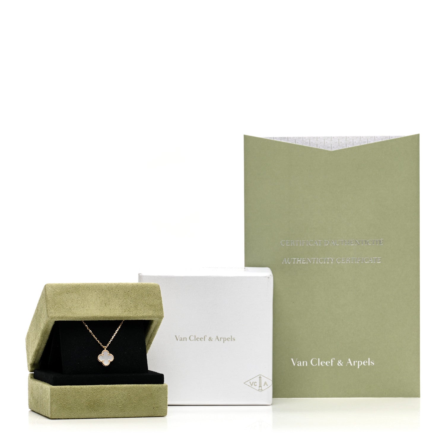 Van Cleef & Arpels 18K Yellow Gold Mother of Pearl Sweet Alhambra Pendant Necklace 6 of 6