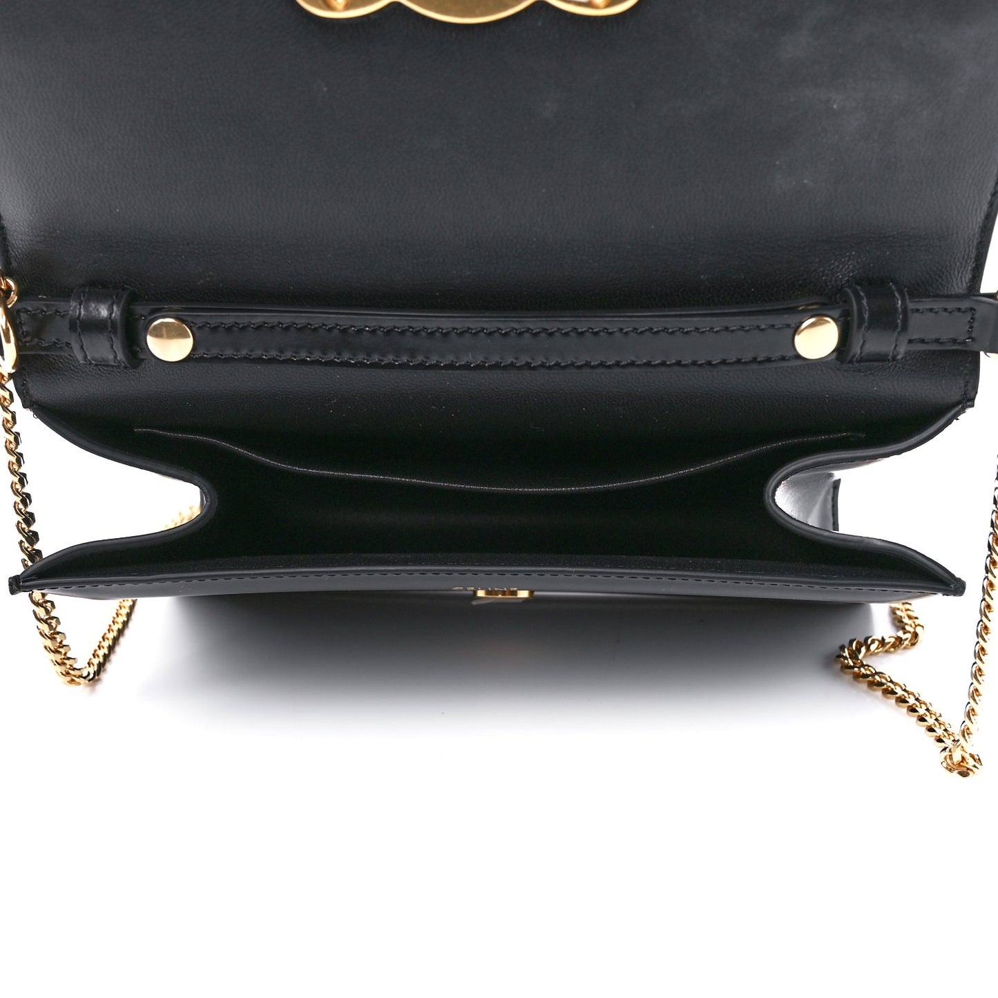 Shiny Calfskin Triomphe Soir Clutch Black