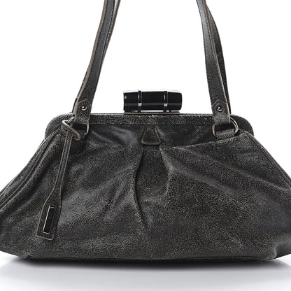 Miu Miu Calfskin Craquele Frame Shoulder Bag Black 6 of 8