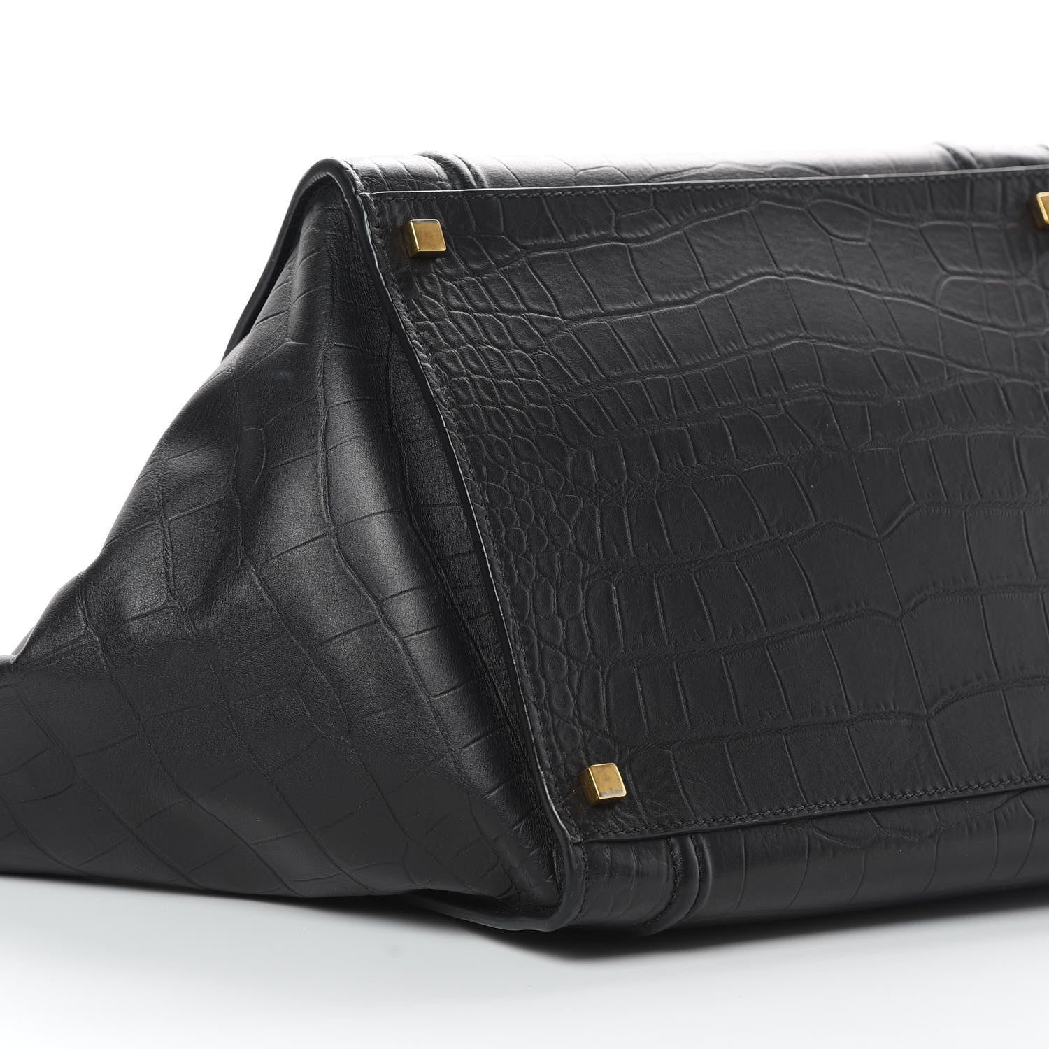 Celine Crocodile Embossed Calfskin Medium Phantom Luggage Black 9 of 14