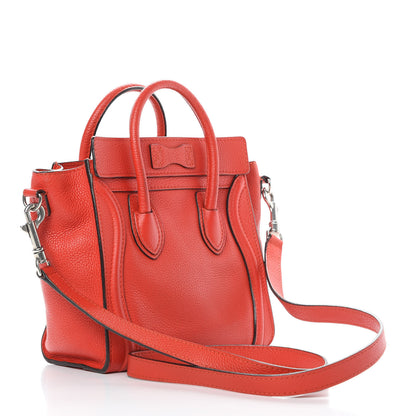 Celine Drummed Calfskin Nano Luggage Red 3 of 17