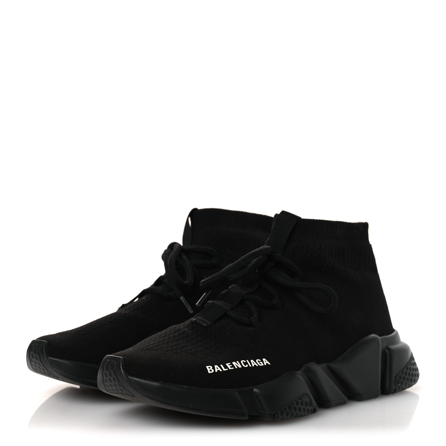 Balenciaga Recycled Knit Bi-Color Sole Womens Speed Lace Up Sneakers 38 Black White 4 of 12