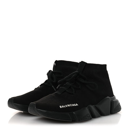 Balenciaga Recycled Knit Bi-Color Sole Womens Speed Lace Up Sneakers 38 Black White 4 of 12