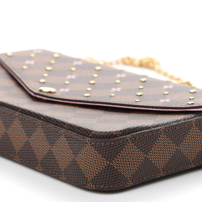 Louis Vuitton Damier Ebene Studded Pochette Felicie Chain Wallet 9 of 9