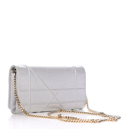 Christian Dior Metallic Grained Calfskin Diorama Croisiere Chain Wallet Silver 3 of 11
