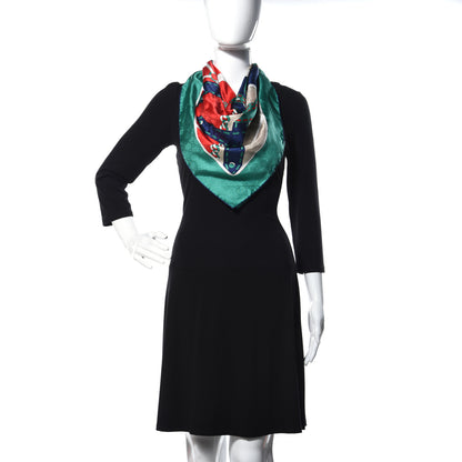 Gucci Silk Chain Argyle Square Scarf Flame Dark Green 2 of 4