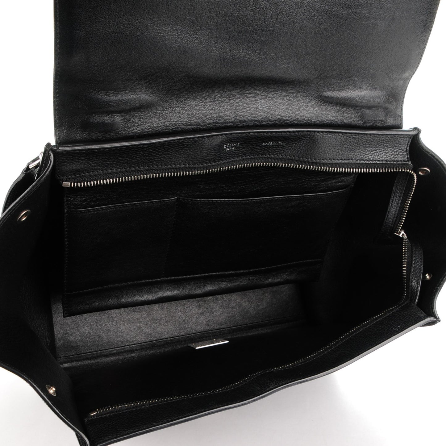 Drummed Calfskin Suede Medium Trapeze Black