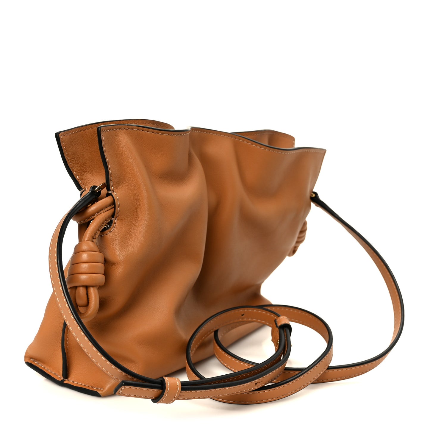 Calfskin Mini Flamenco Knot Clutch Warm Desert
