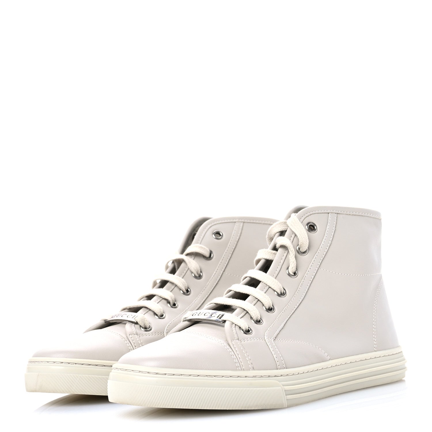 Gucci Miro Soft Calfskin Womens High Top Sneakers 38.5 Mystic White 4 of 9