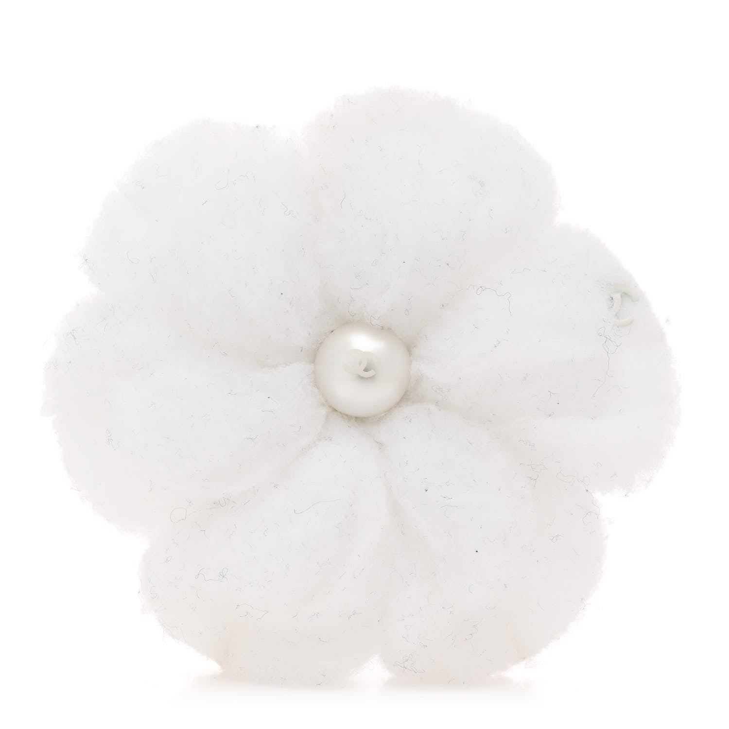 Chanel Pearl Fabric Camellia CC Brooch White 1 of 4