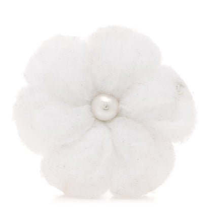Chanel Pearl Fabric Camellia CC Brooch White 1 of 4