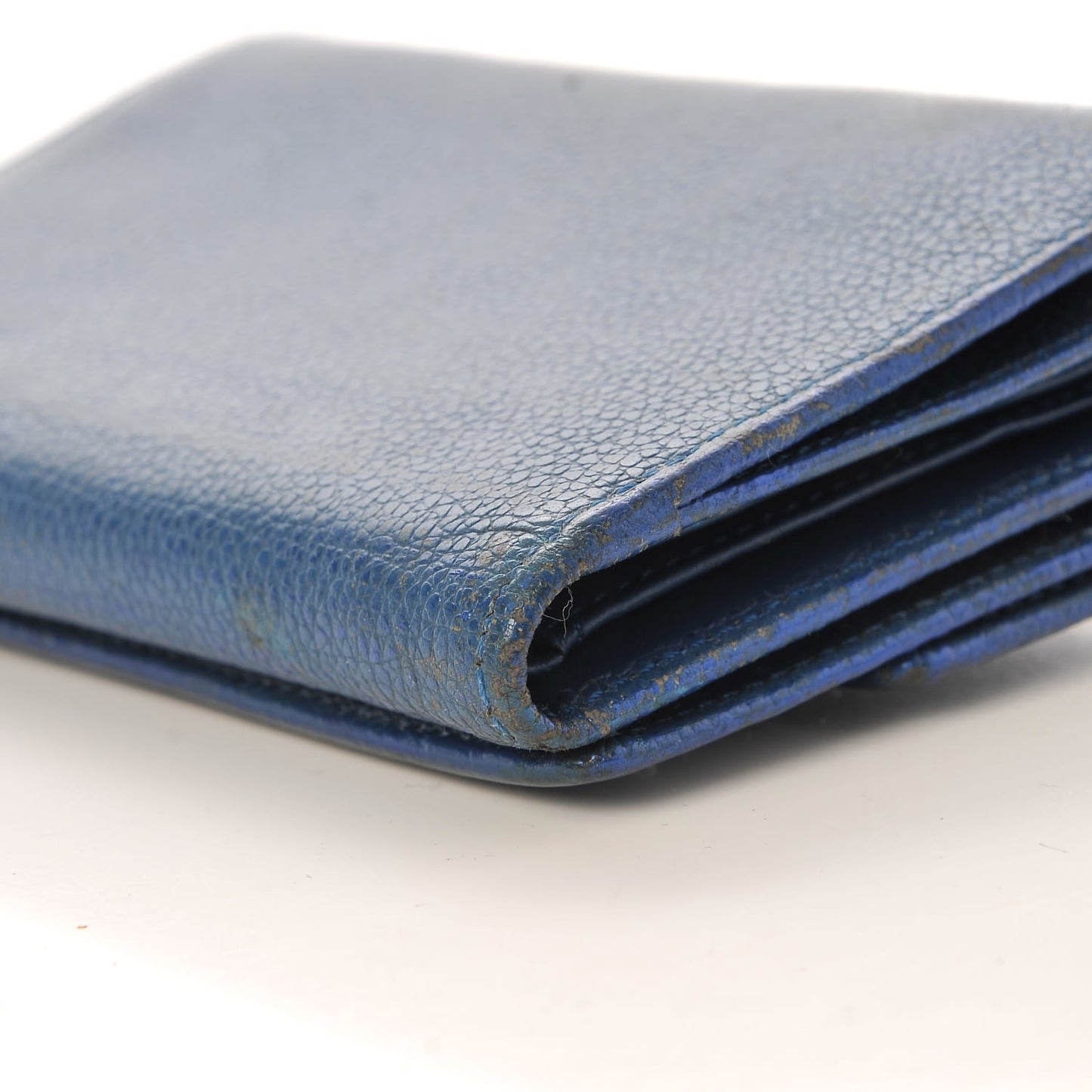 Calfskin Studded Compact Wallet Blue