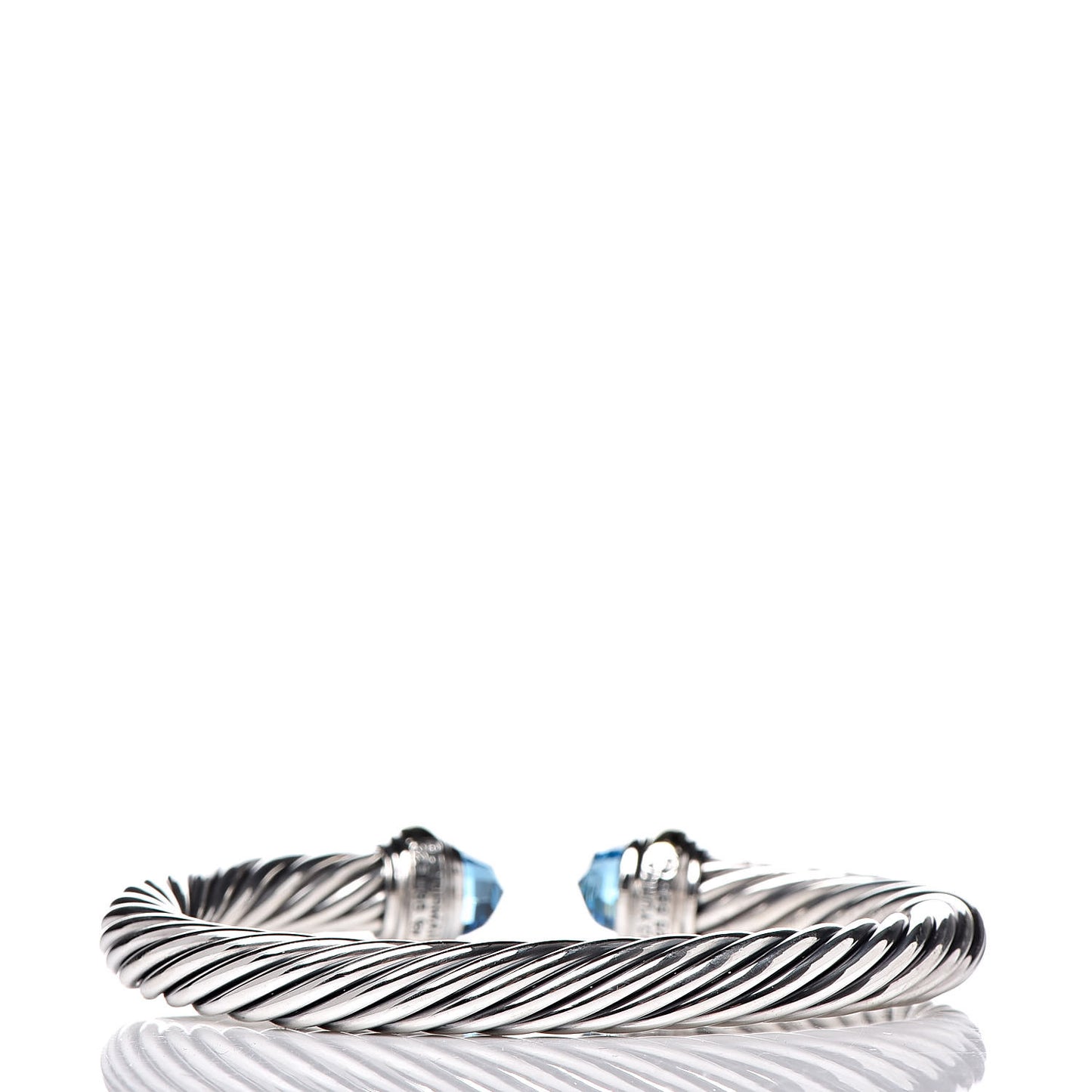 Sterling Silver 14K Yellow Gold Blue Topaz 7mm Cable Classics Bracelet