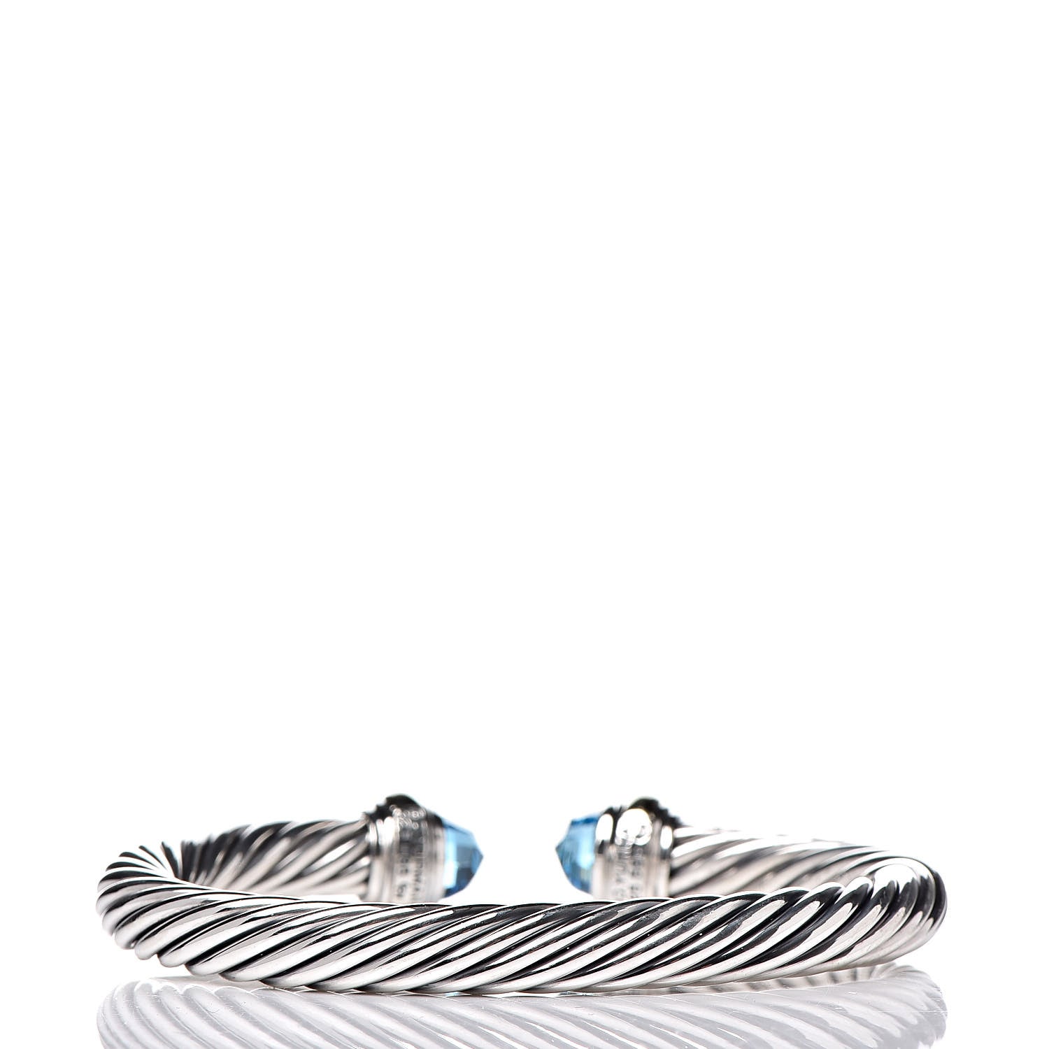 David Yurman Sterling Silver 14K Yellow Gold Blue Topaz 7mm Cable Classics Bracelet 3 of 5