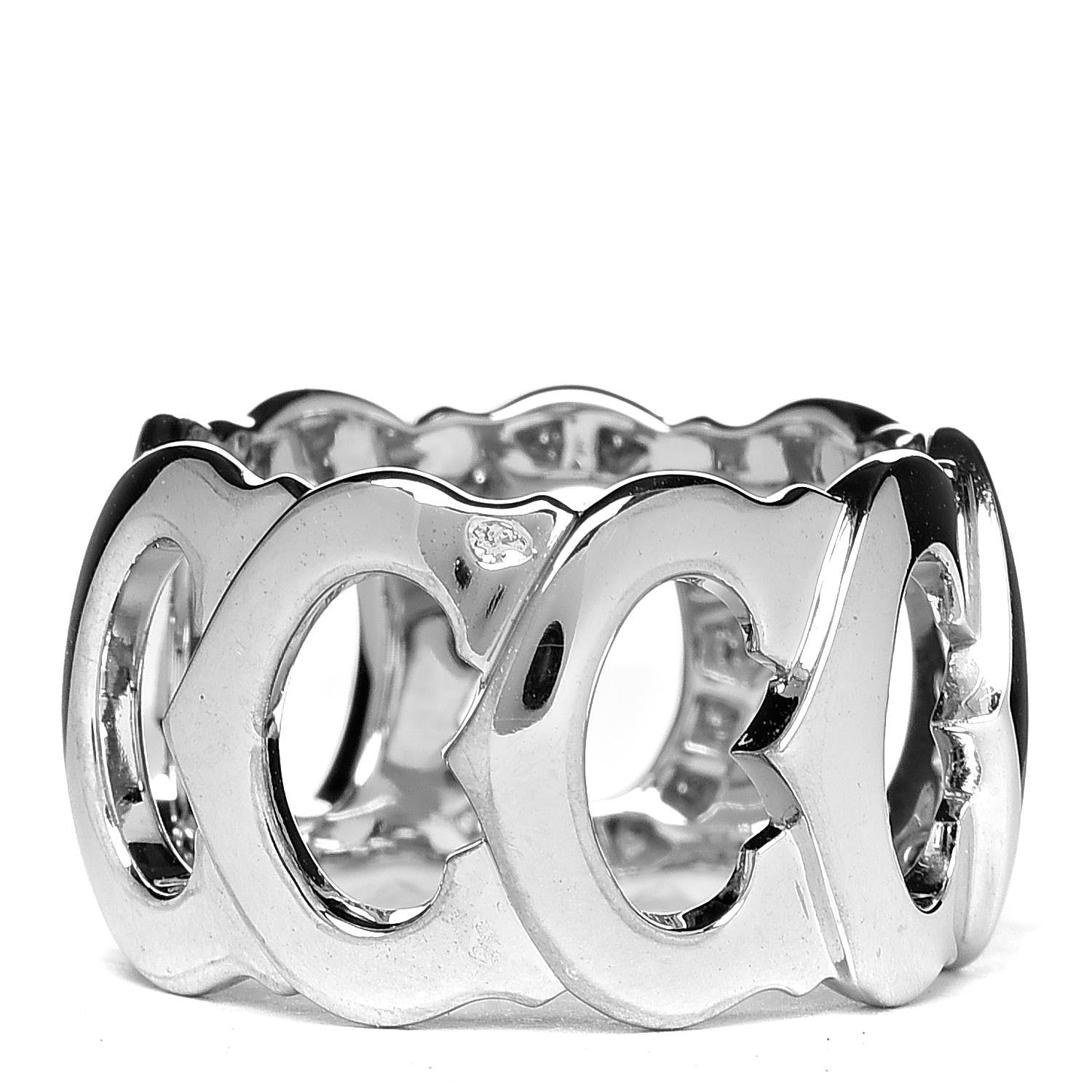 Cartier 18K White Gold Diamond C De Ring 51 5.75 3 of 5