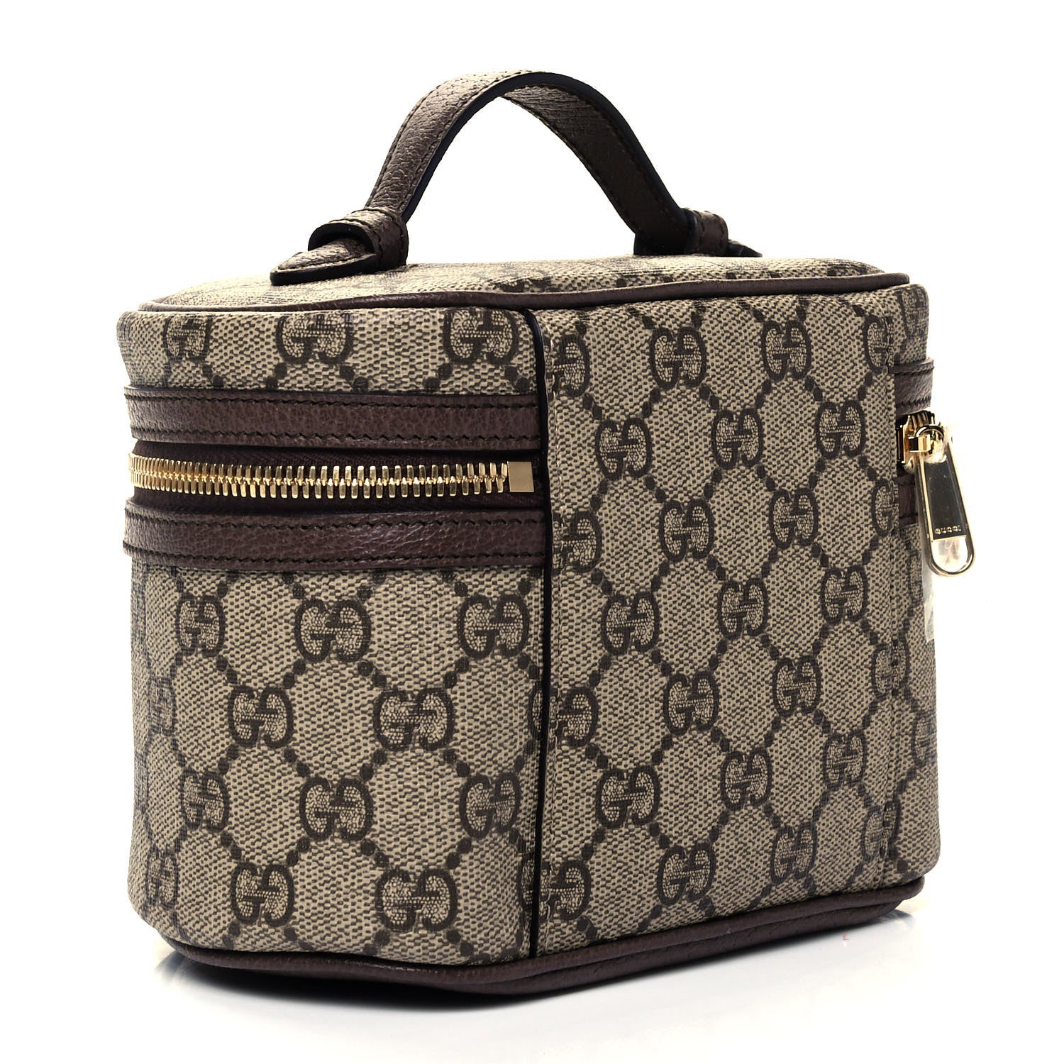 Gucci GG Supreme Monogram Textured Calfskin Web Ophidia Vanity Cosmetic Case Beige Ebony New Acero 3 of 10