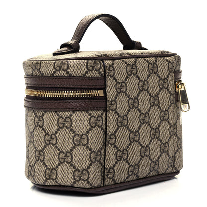 Gucci GG Supreme Monogram Textured Calfskin Web Ophidia Vanity Cosmetic Case Beige Ebony New Acero 3 of 10