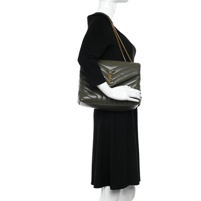 Saint Laurent Calfskin Y Quilted Monogram Medium Loulou Chain Satchel Military Olive 2 of 11