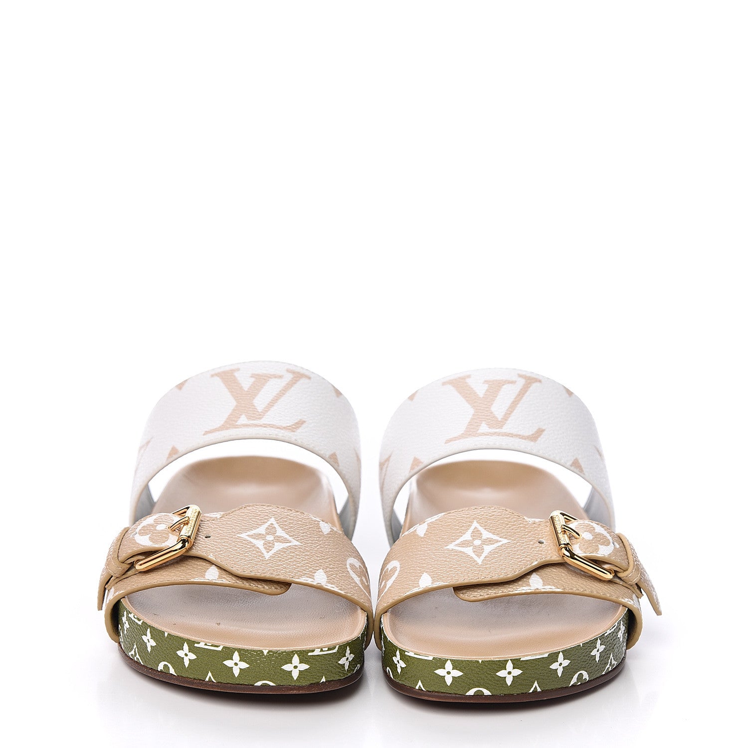 Louis Vuitton Monogram Giant Bom Dia Flat Mule Sandals 36 White Moka 2 of 9
