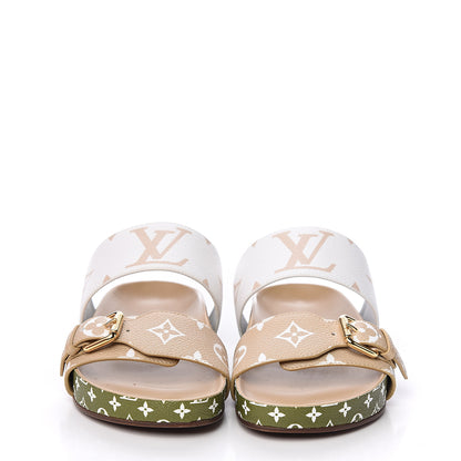 Louis Vuitton Monogram Giant Bom Dia Flat Mule Sandals 36 White Moka 2 of 9