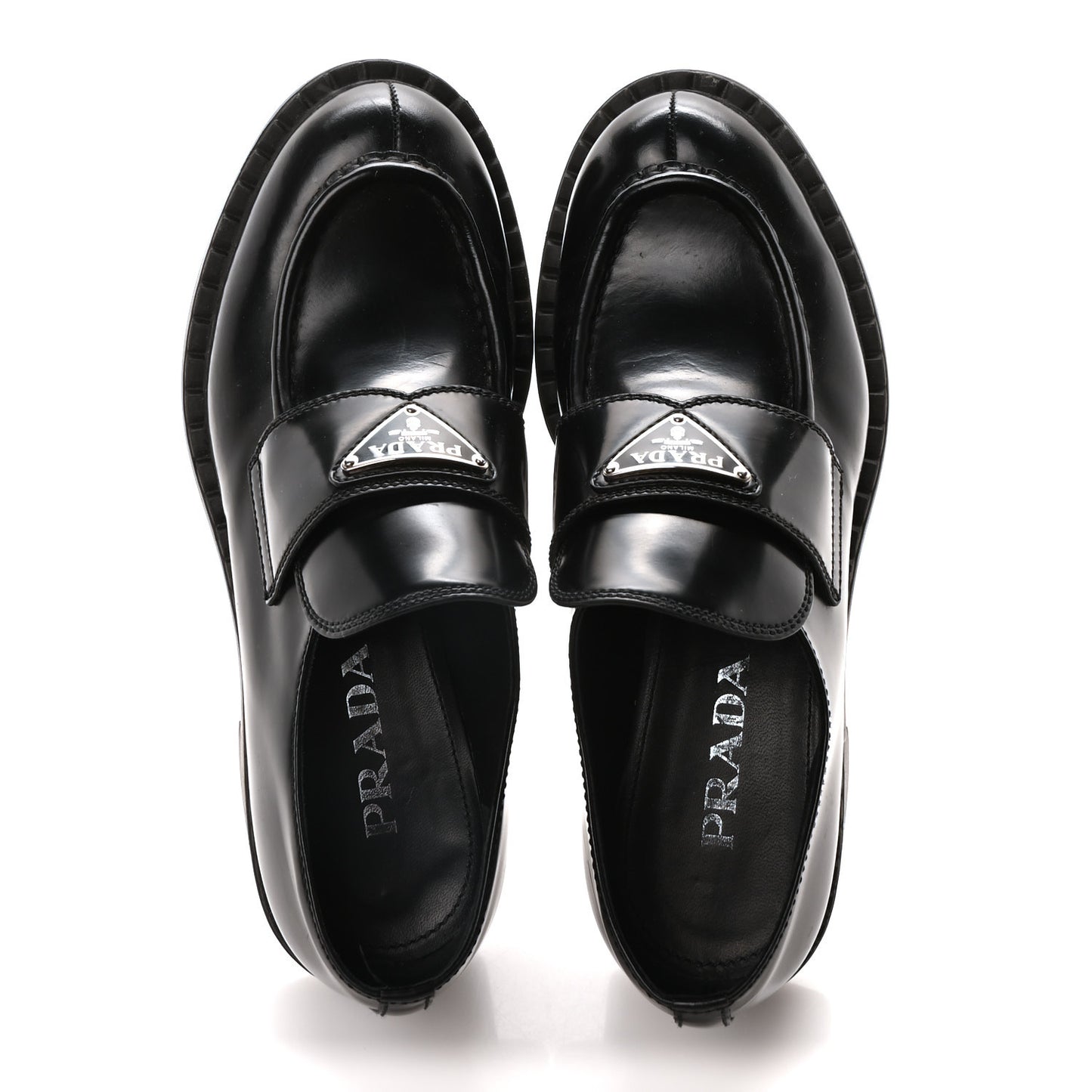 Spazzolato Metal Triangle Logo 50mm Loafers 37 Black