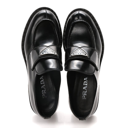 Prada Spazzolato Metal Triangle Logo 50mm Loafers 37 Black 2 of 8