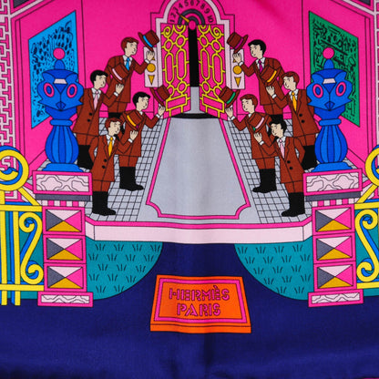Hermes Silk La Maizeon Des Carres Scarf 90 Marine Rose Vert 4 of 8