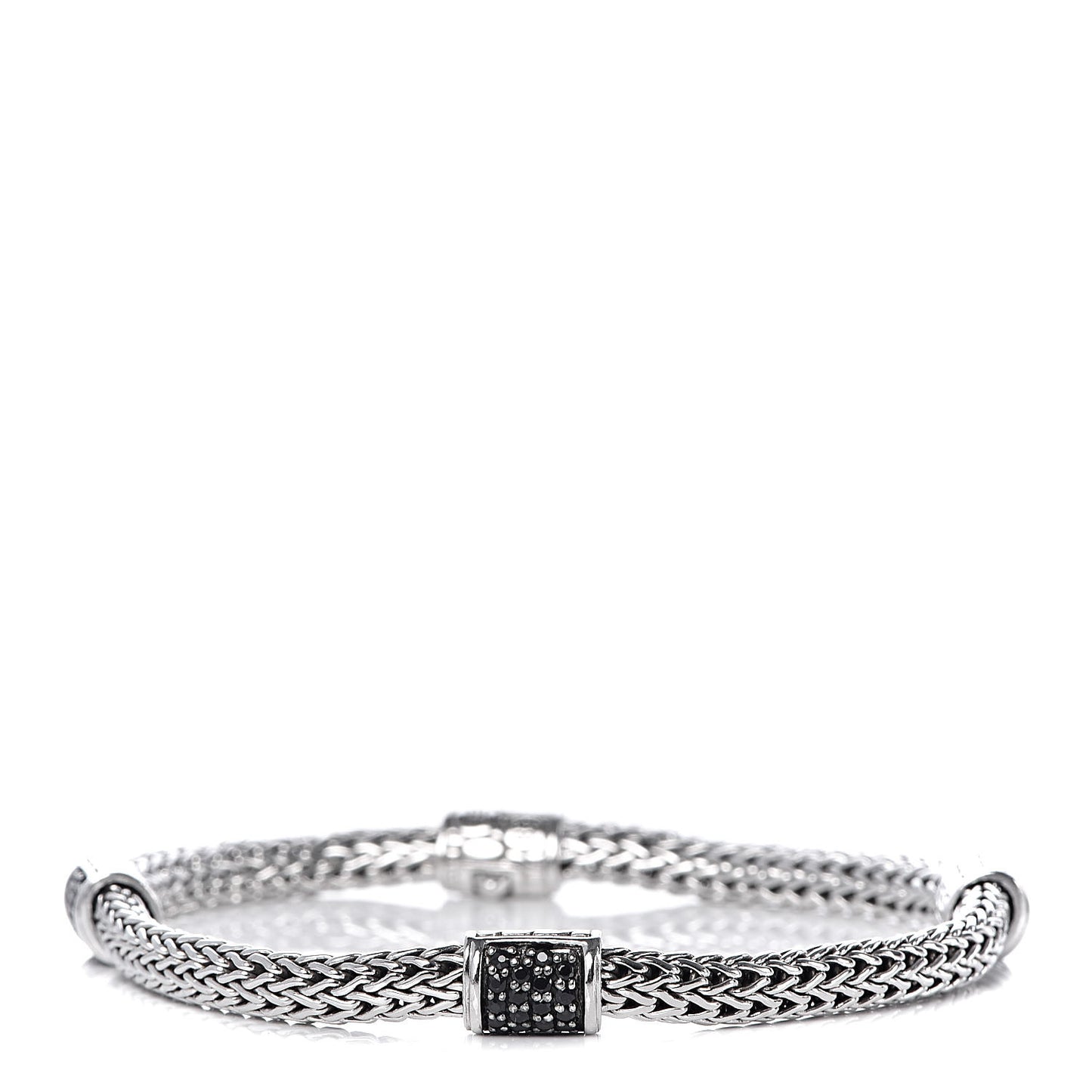 Sterling Silver Black Sapphire 4 Station Classic Chain Bracelet