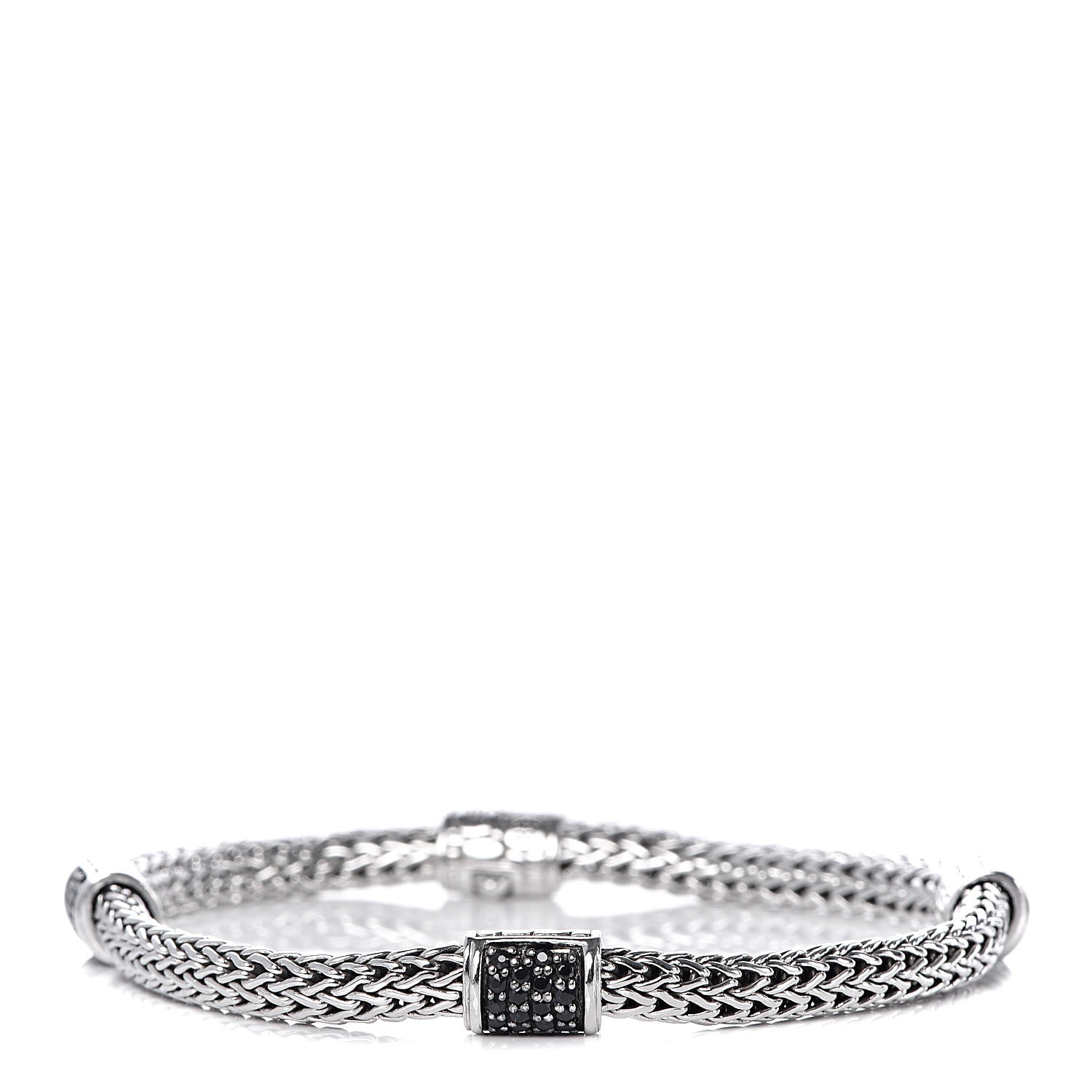John Hardy Sterling Silver Black Sapphire 4 Station Classic Chain Bracelet 1 of 5