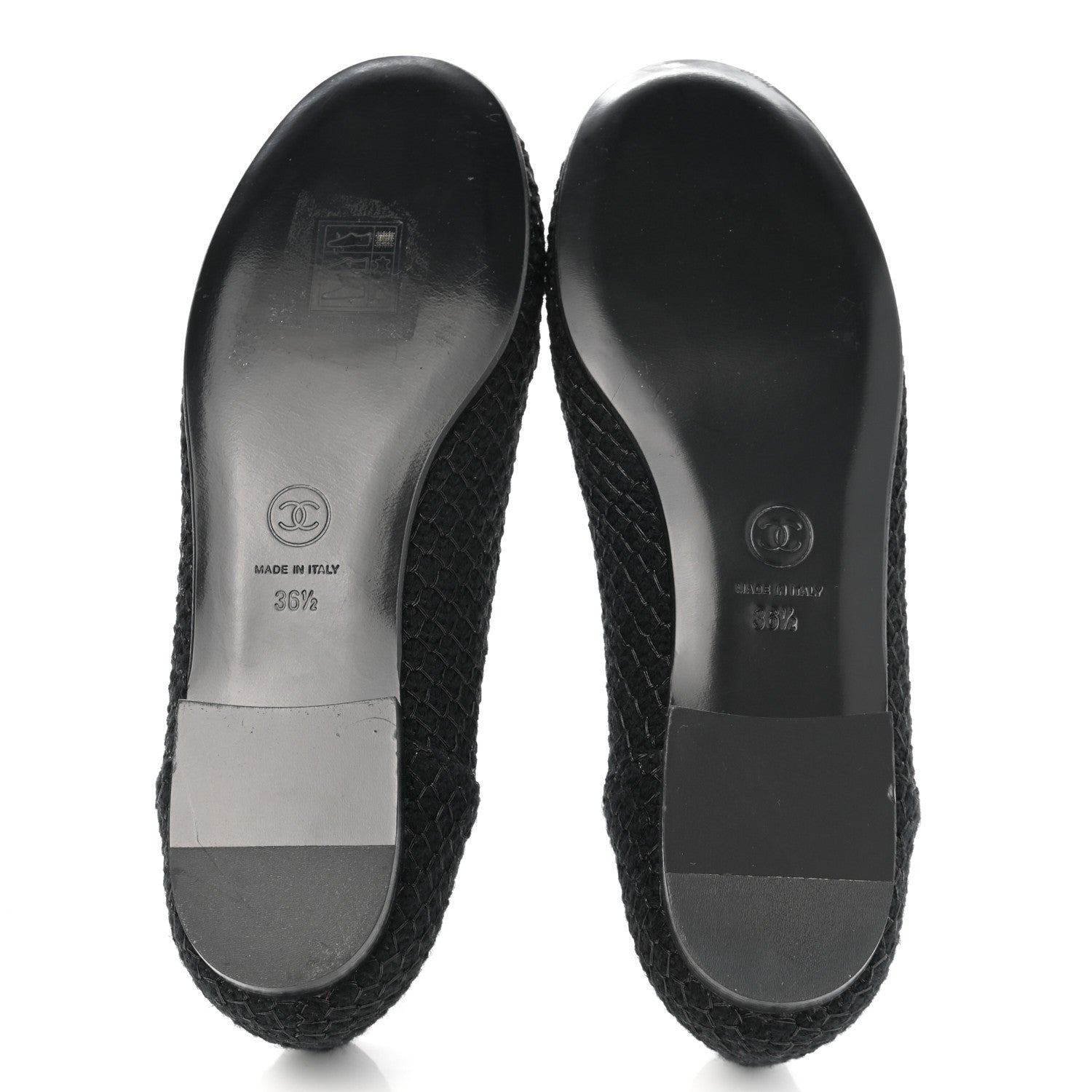 Chanel Tweed Sequin Camellia Mocassin Loafers 36.5 Black 5 of 8