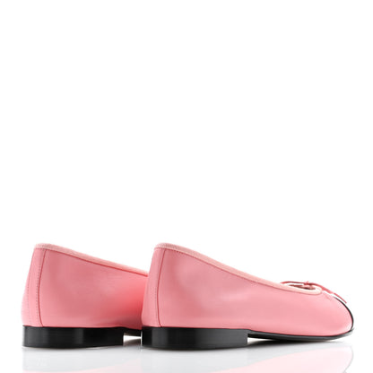 Chanel Lambskin Cap Toe CC Ballerina Flats 41 Coral Black 4 of 8