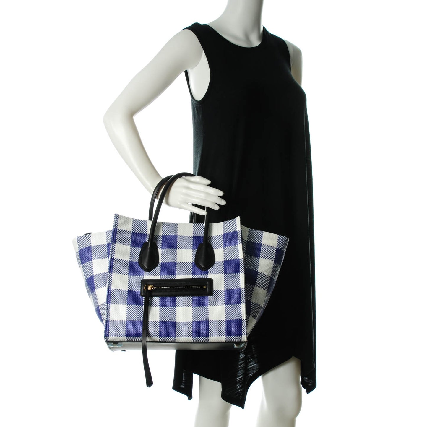 Gingham Woven Medium Phantom Luggage Cobalt
