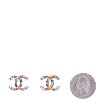 Chanel Crystal Over The Rainbow CC Earrings Gold Multicolor 2 of 5