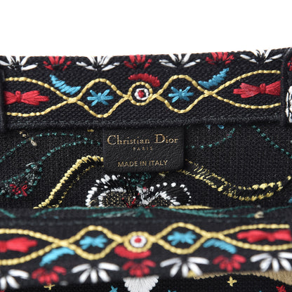 Christian Dior Canvas Embroidered Large Book Tote Black Multicolor 6 of 10