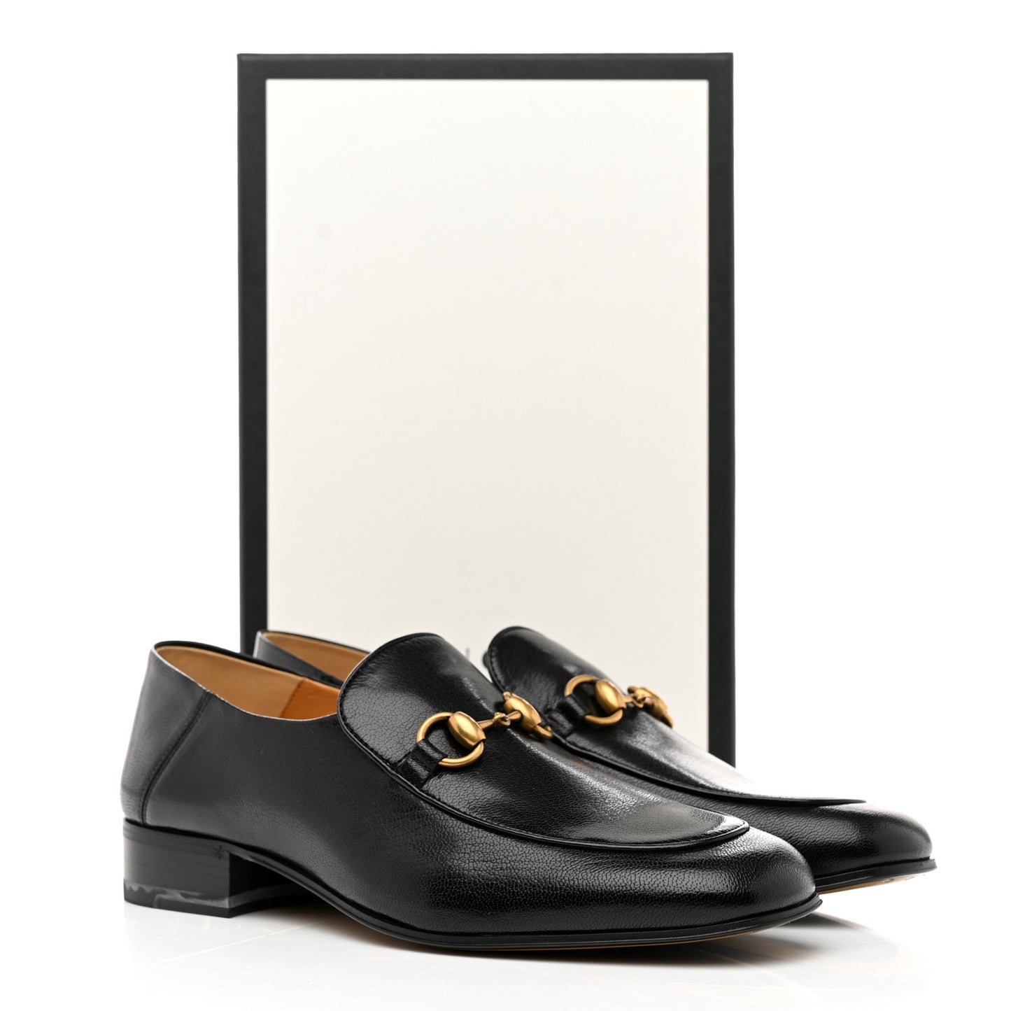 Goatskin Womens Horsebit Mid-Heel Loafers 40 Black