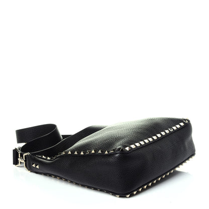 Valentino Garavani Pebbled Calfskin Small Rockstud Flip-Lock Messenger Bag Black 4 of 9