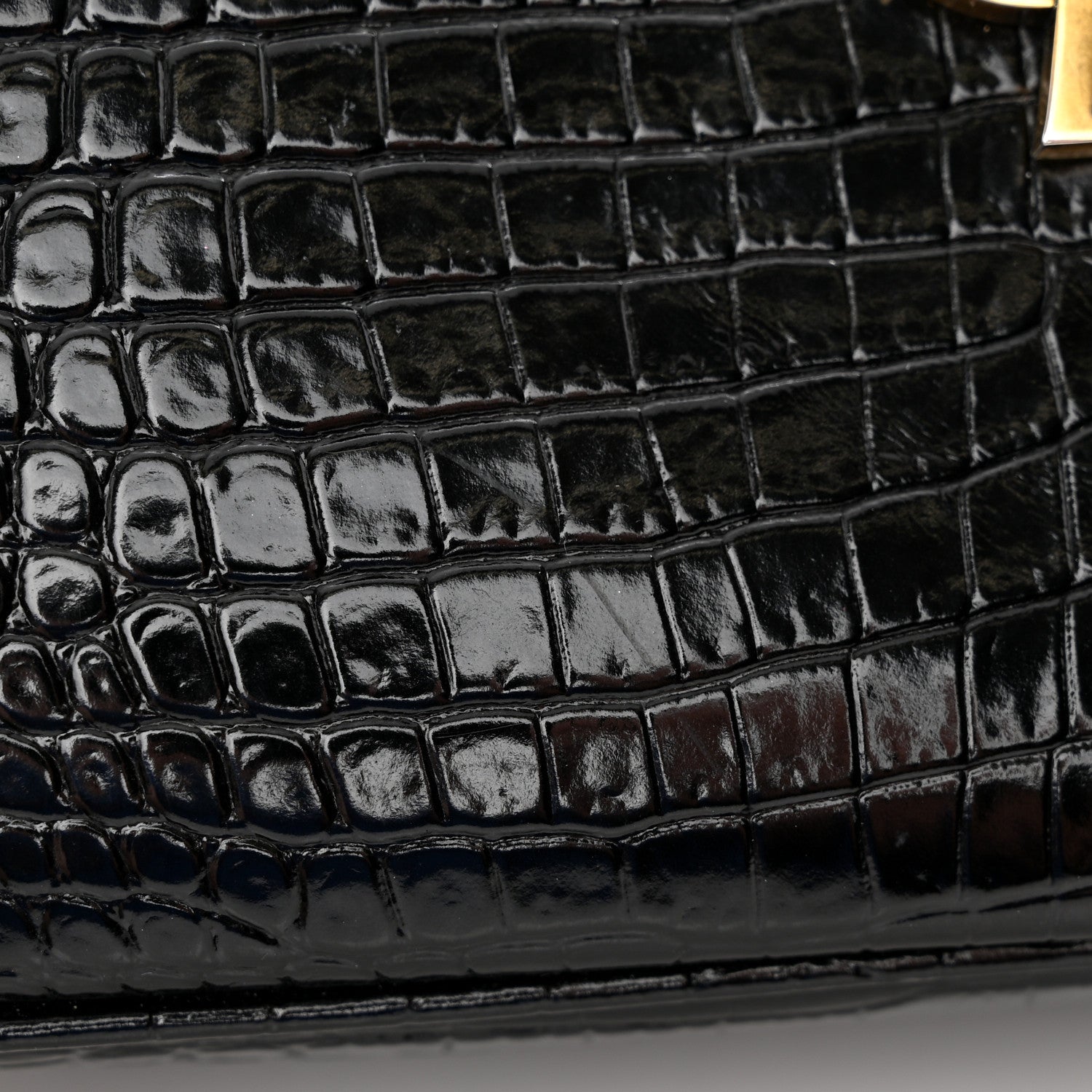 Saint Laurent Patent Calfskin Crocodile Embossed Monogram Lou Camera Bag Black 13 of 16