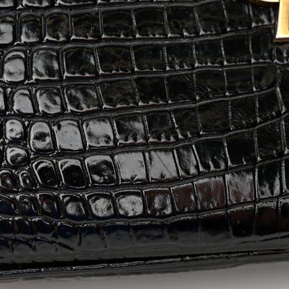 Saint Laurent Patent Calfskin Crocodile Embossed Monogram Lou Camera Bag Black 13 of 16