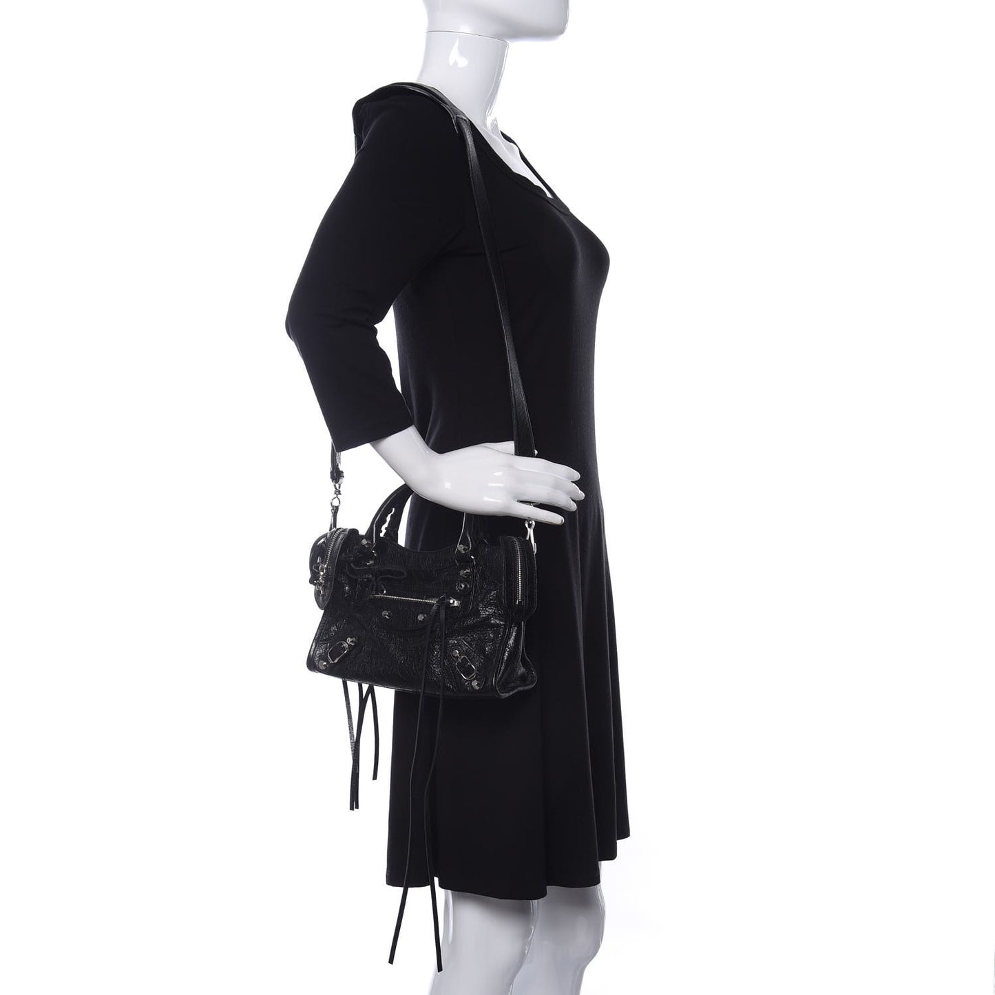 Agneau Classic Silver Hardware Mini City Black