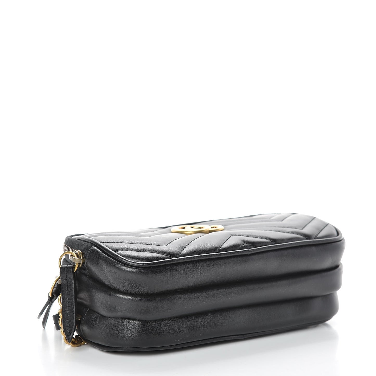 Calfskin Matelasse Mini GG Marmont Chain Crossbody Bag Black