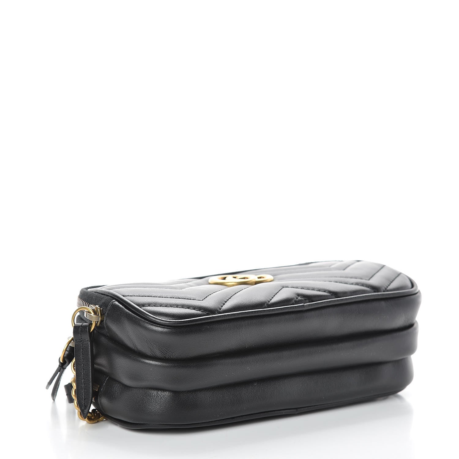 Gucci Calfskin Matelasse Mini GG Marmont Chain Crossbody Bag Black 4 of 12