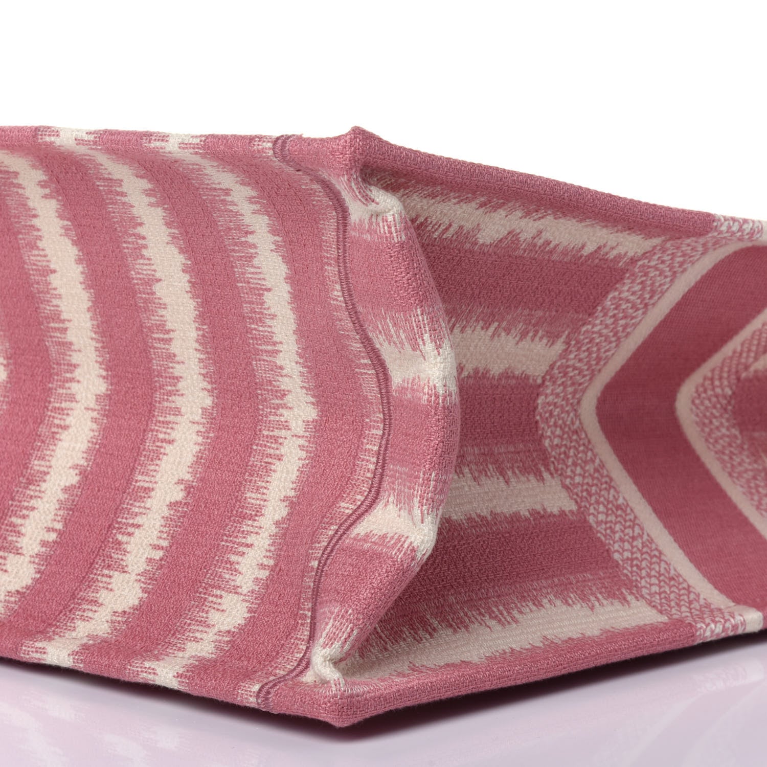 Christian Dior Canvas Embroidered Large Striped Book Tote Pink 9 of 11