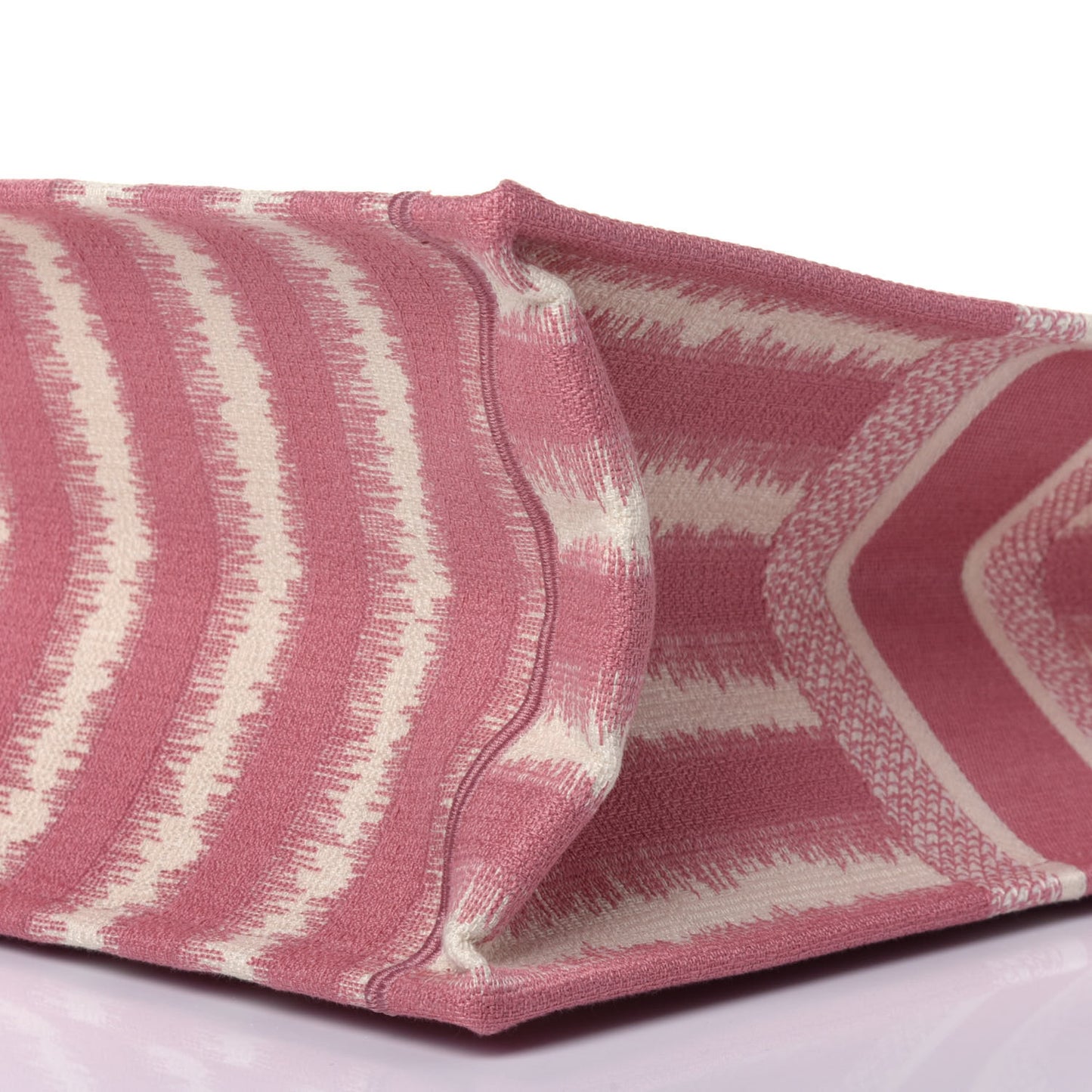 Canvas Embroidered Large Striped Book Tote Pink