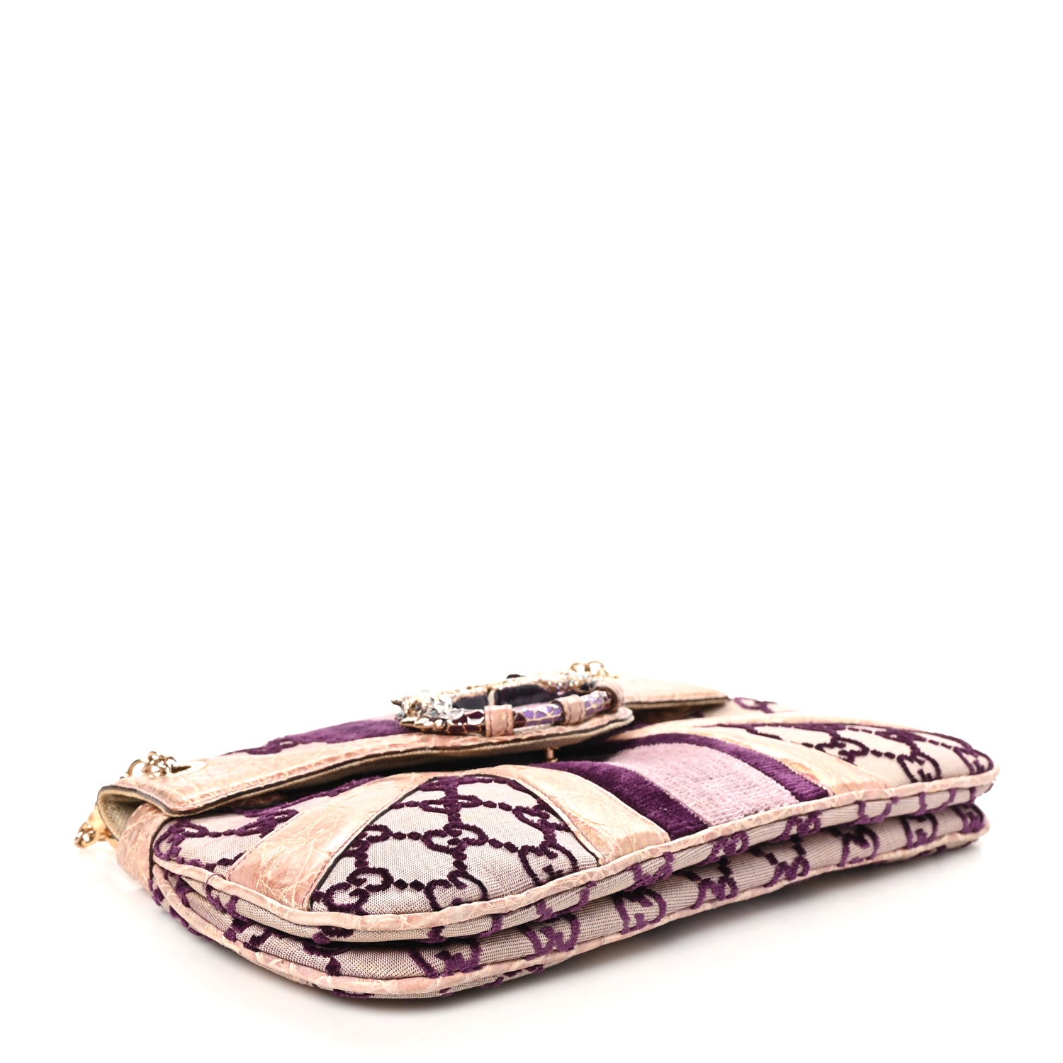 Tom Ford Velvet Monogram Crocodile Tom Ford Jeweled Dragon Shoulder Bag Purple 4 of 10